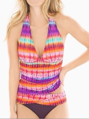 Bleu Rod Beattie Dream Weaver Halter Tankini Top Multi Color Sz 8